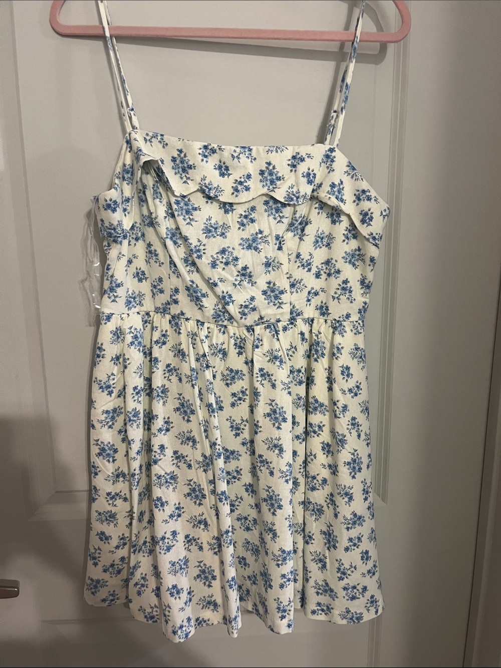 Trixxi Cream Sundress with Blue Floral Print